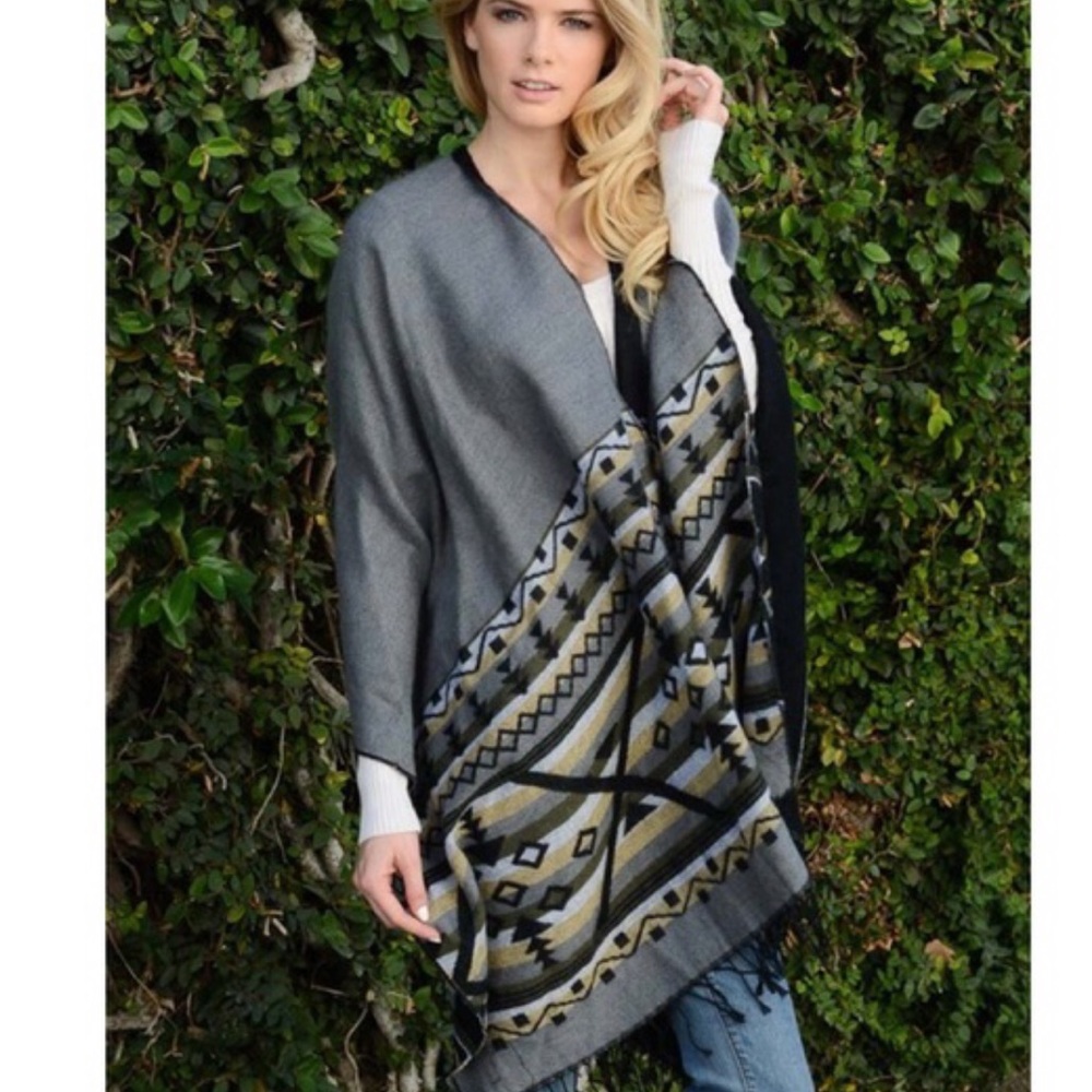 GREY FLANNEL WRAPPED KIMONO SCARF NWT - Picture 6 of 7